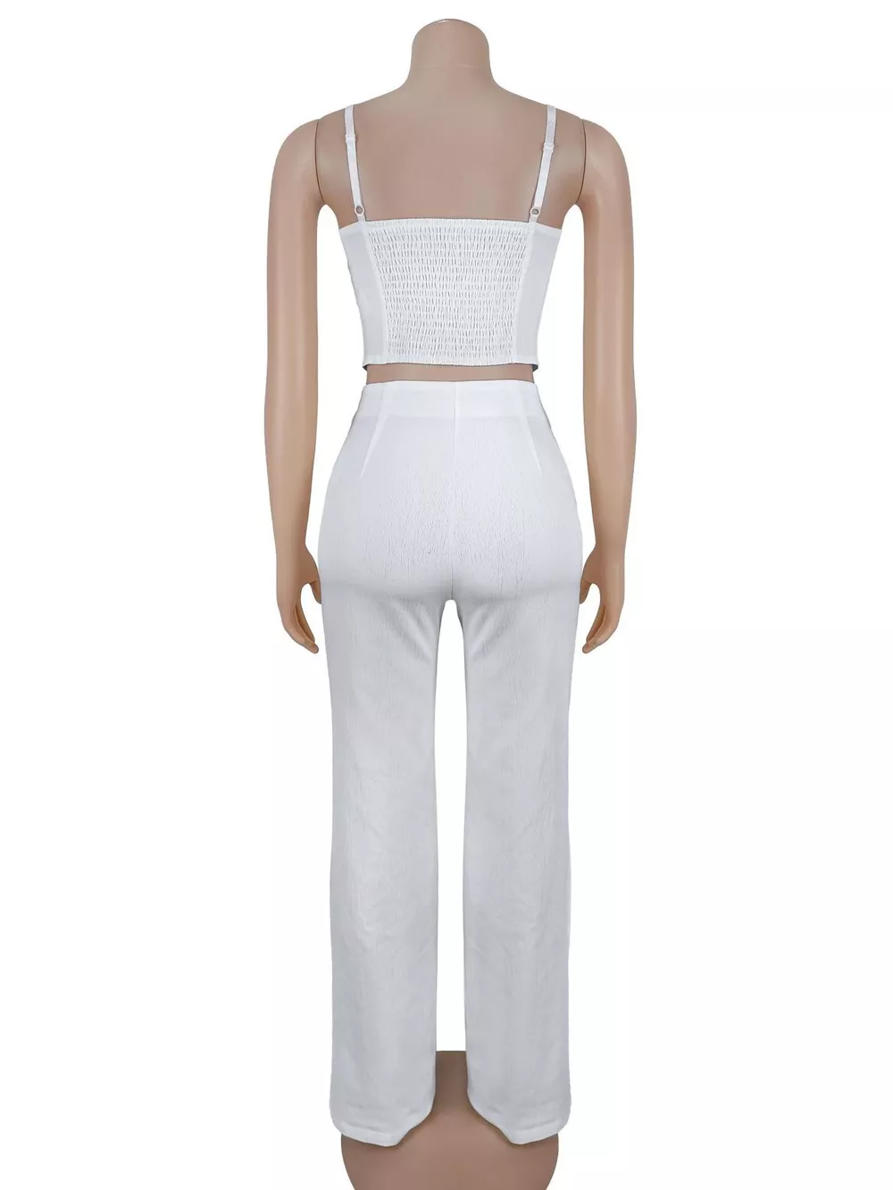 Decorative Button Smocked Back Cami and Wide Leg Pants Set, image 9