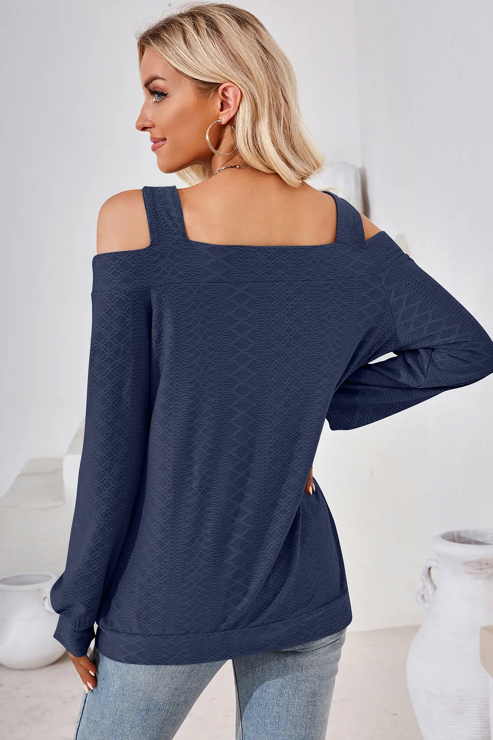 Cutout Square Neck Cold Shoulder T-Shirt, image 3
