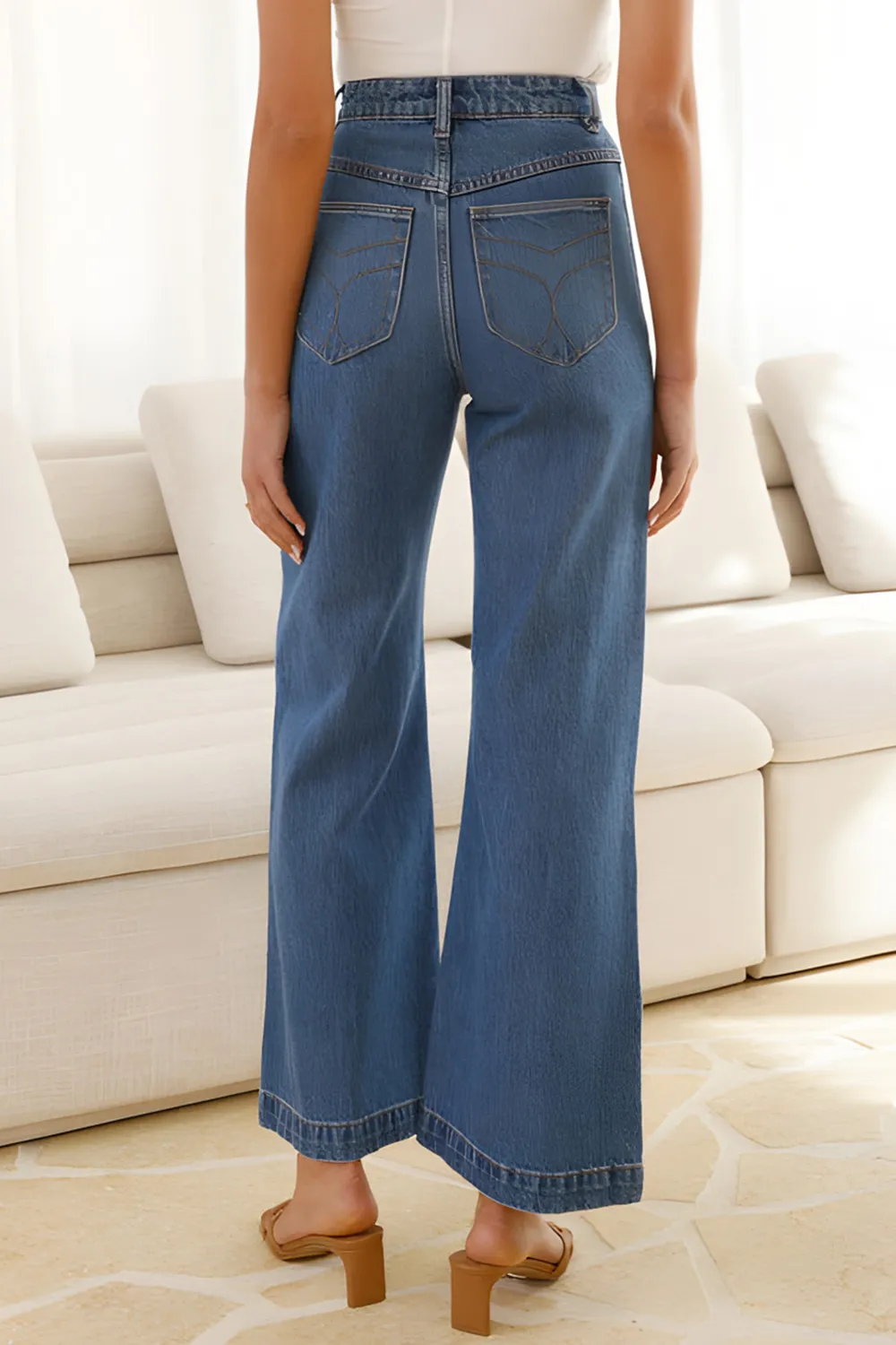 High Waist Bootcut Jeans with Pockets, image 4