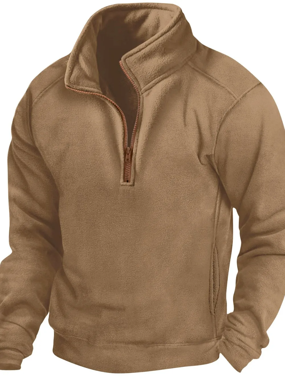 Men's Full Size Half Zip Long Sleeve Sweatshirt Plus Size, image 3