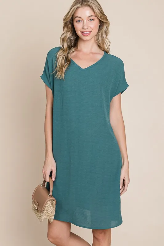 V-Neck Short Sleeve Dress with Pockets, image 3