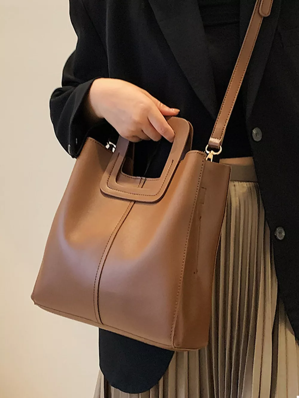 Square Handle PU Leather Crossbody Bag, image 7