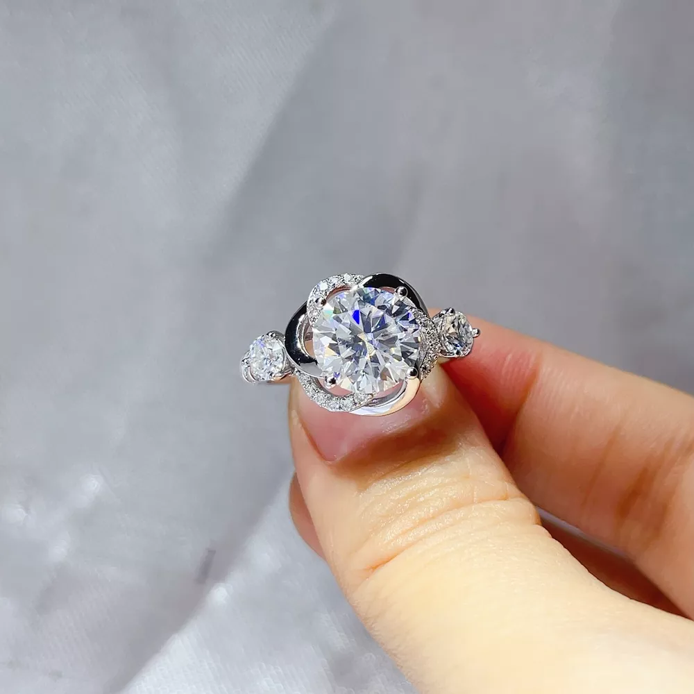 3 Carat 925 Sterling Silver Moissanite Ring, image 4