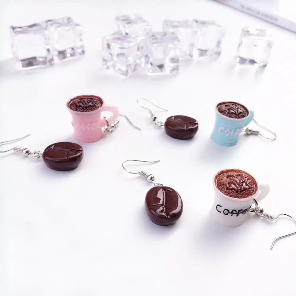 Coffee Bean and Cup Drop Earrings, image 2