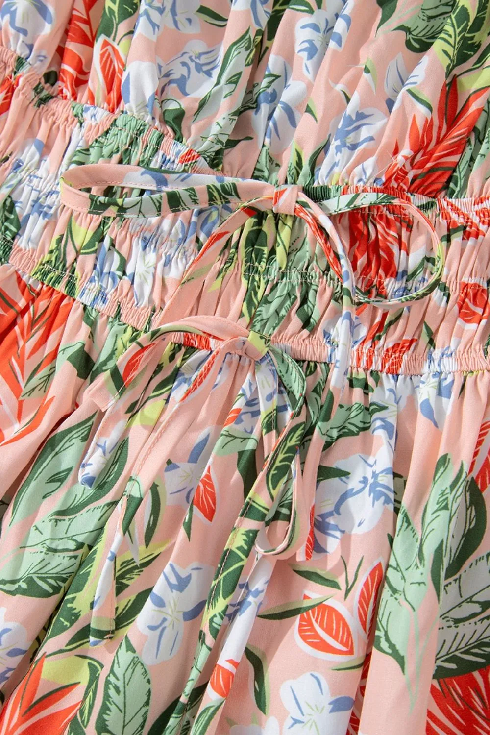 Floral Smocked Square Neck Puff Short Sleeve Midi Dress, image 3
