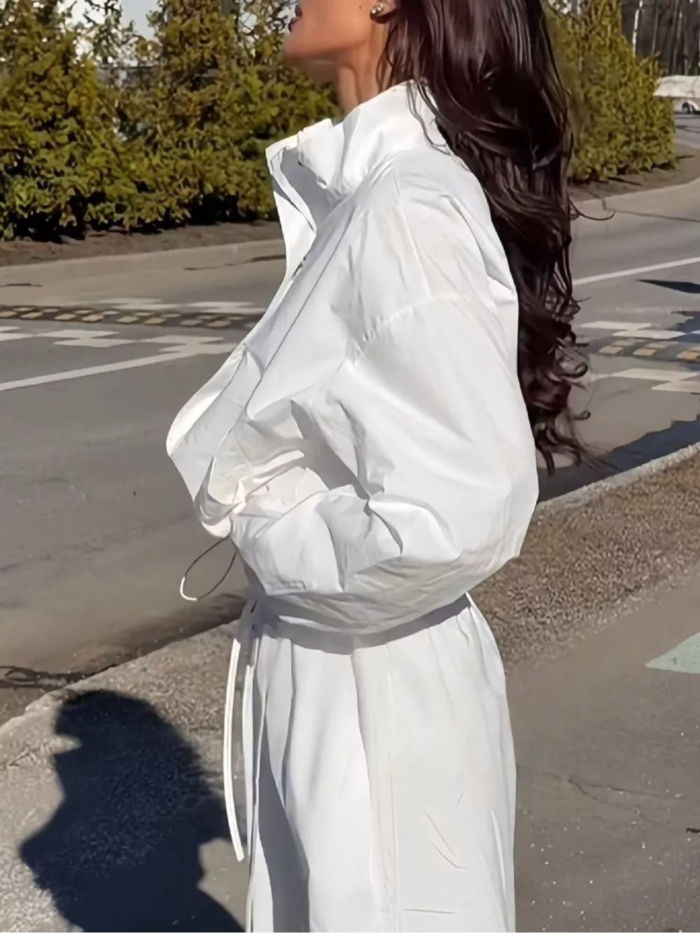 Drawstring Hem Crop Jacket and Wide-Leg Pant Set, image 22