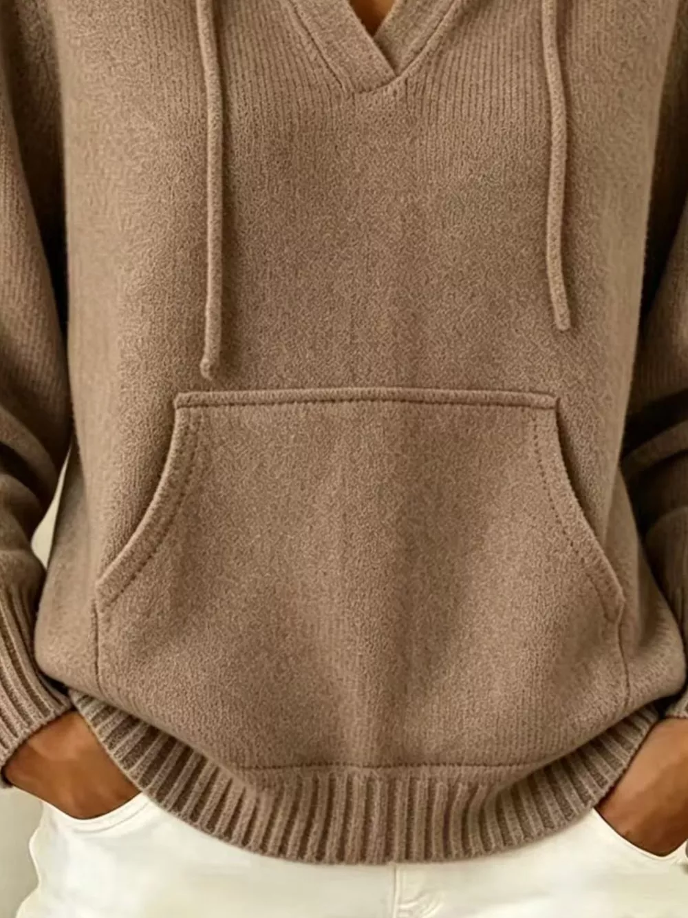 Drawstring Kangaroo Pocket Hooded Sweater, image 6
