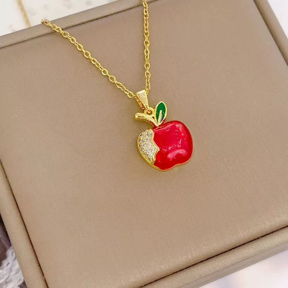 18K Gold-Plated Apple Necklace, image 3