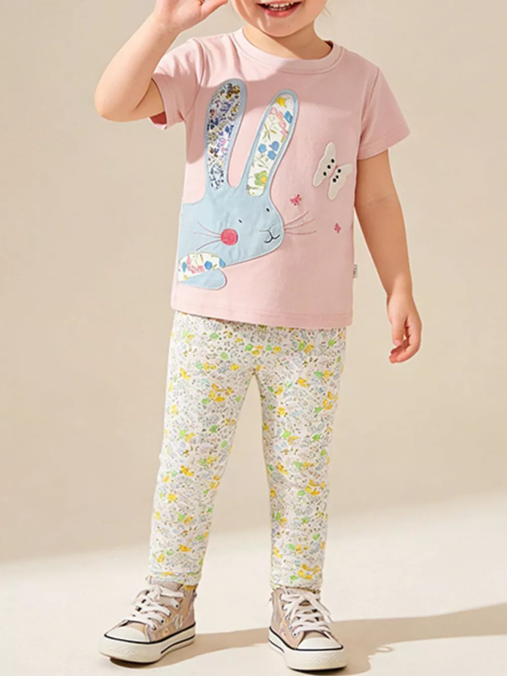 Children's Floral Bunny Top & Pants Set, image 2