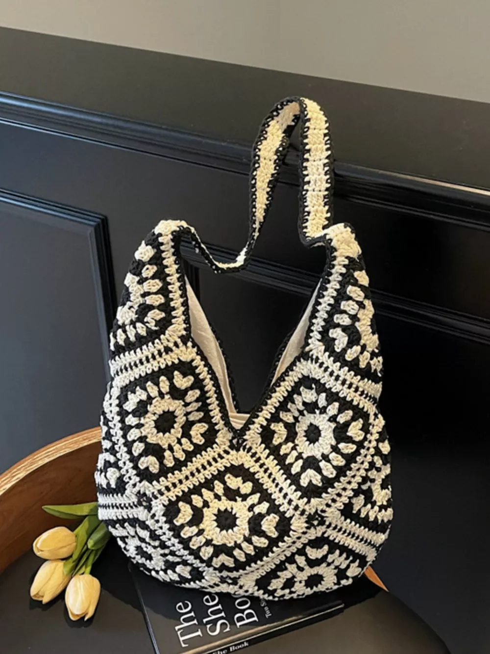 Crochet Hobo Shoulder Bag, image 2