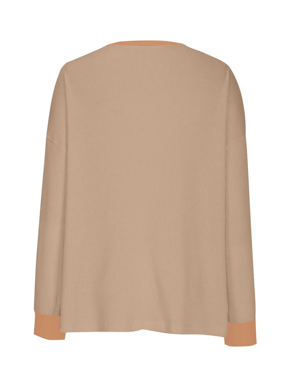 Waffle Knit Round Neck Long Sleeve T-Shirt, image 16
