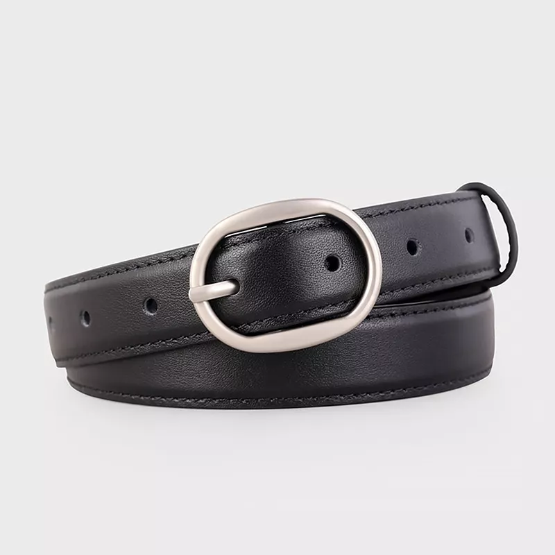 Oval Buckle Leather Belt