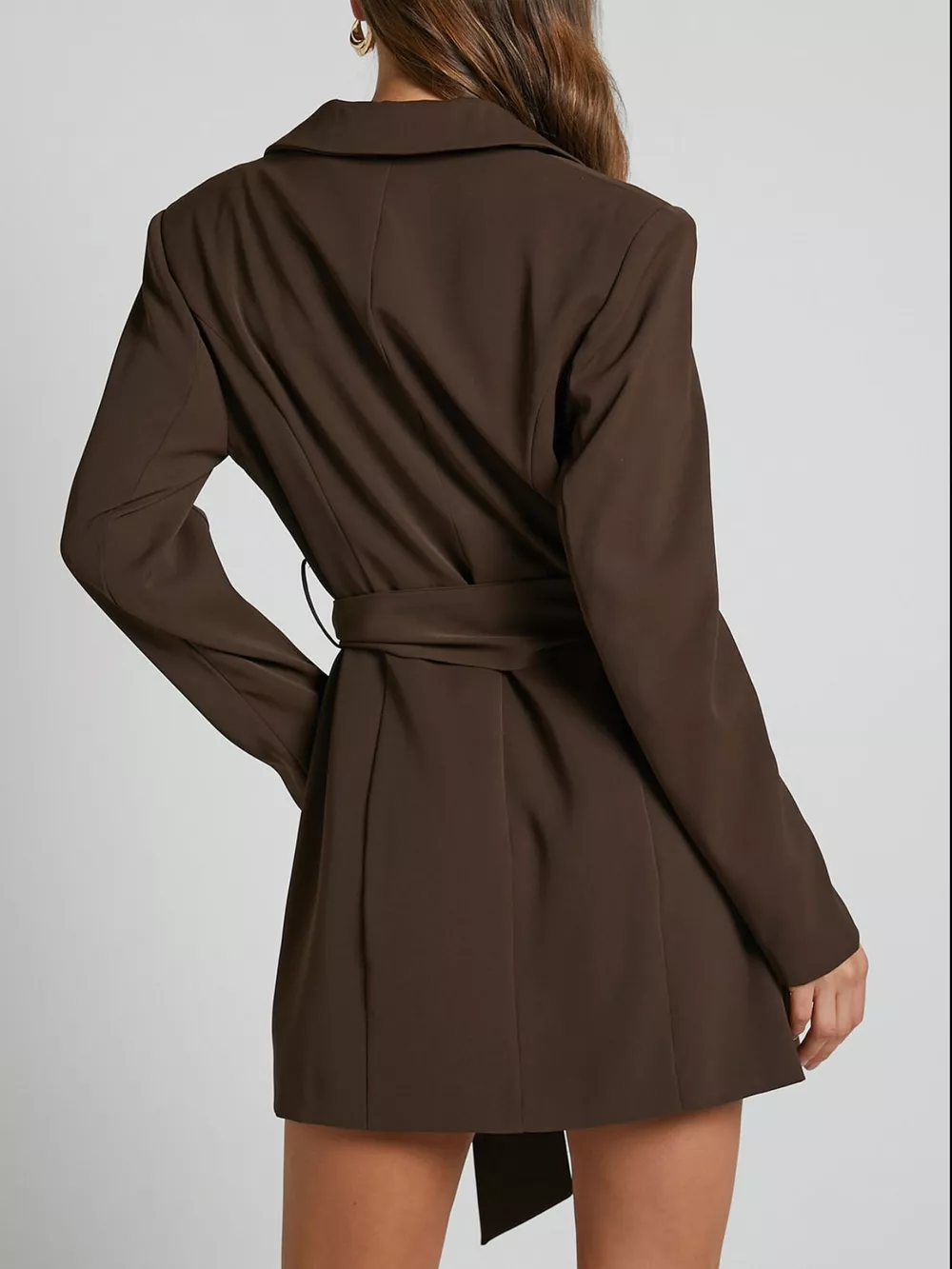 Lapel Collar Tie Waist Blazer, image 2
