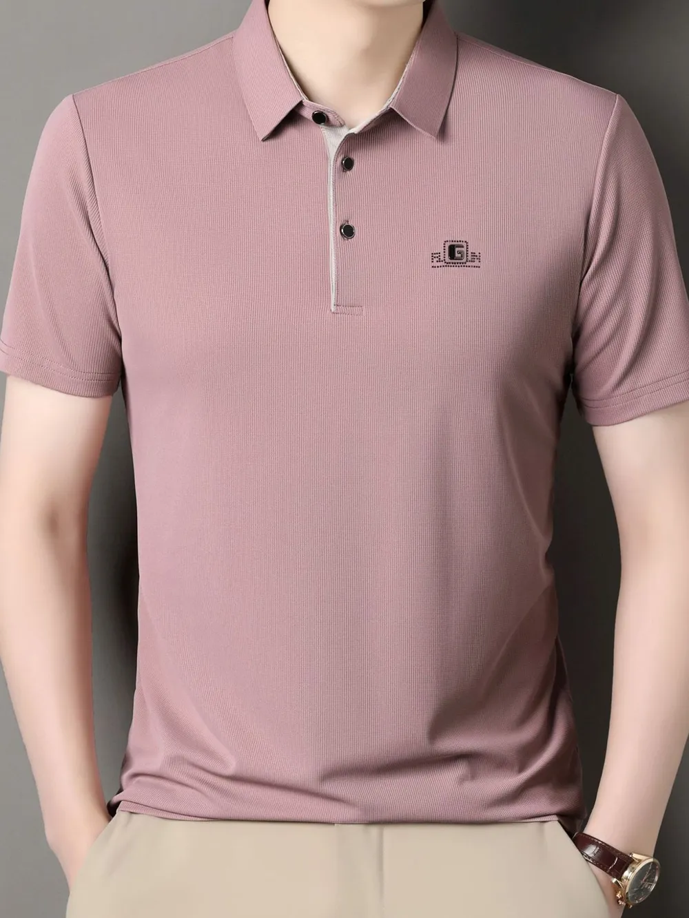 Men's Plus Size Button Detail Short Sleeve Polo, image 8