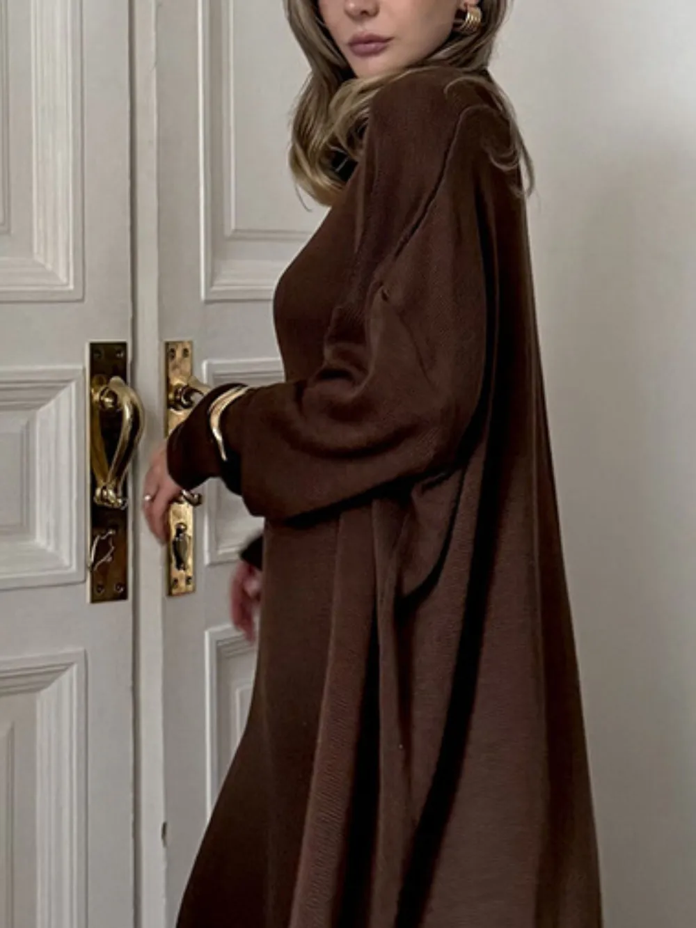 V-Neck Knit Dress and Cardigan Sweater Set, image 12