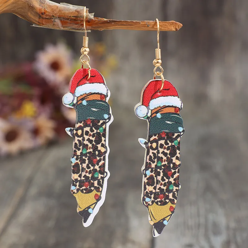 PU Leather Alloy Pencil Earrings, image 4