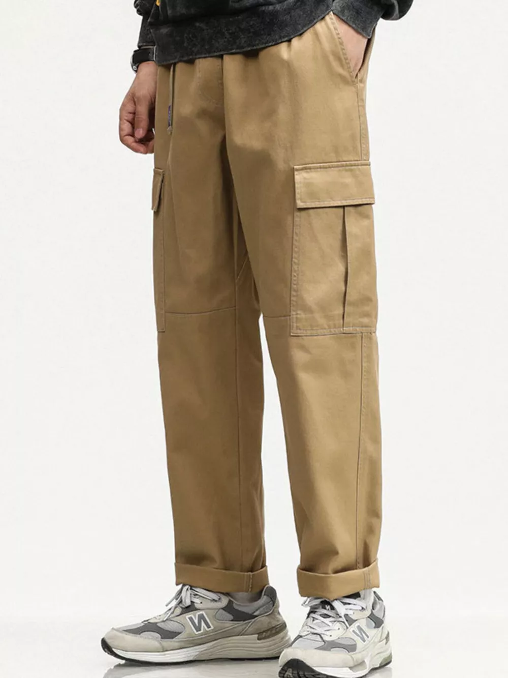 Men's Full Size Casual Cargo Pants with Elastic Waist Plus Size, image 7