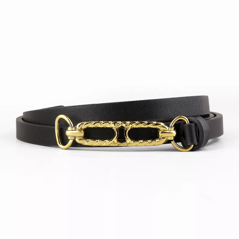 Gold Buckle Skinny Belt