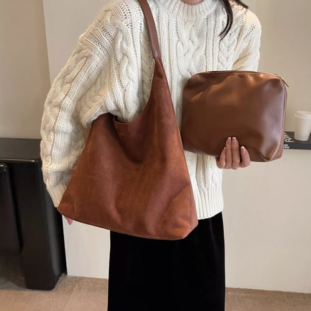 Solid Color Shoulder Bag