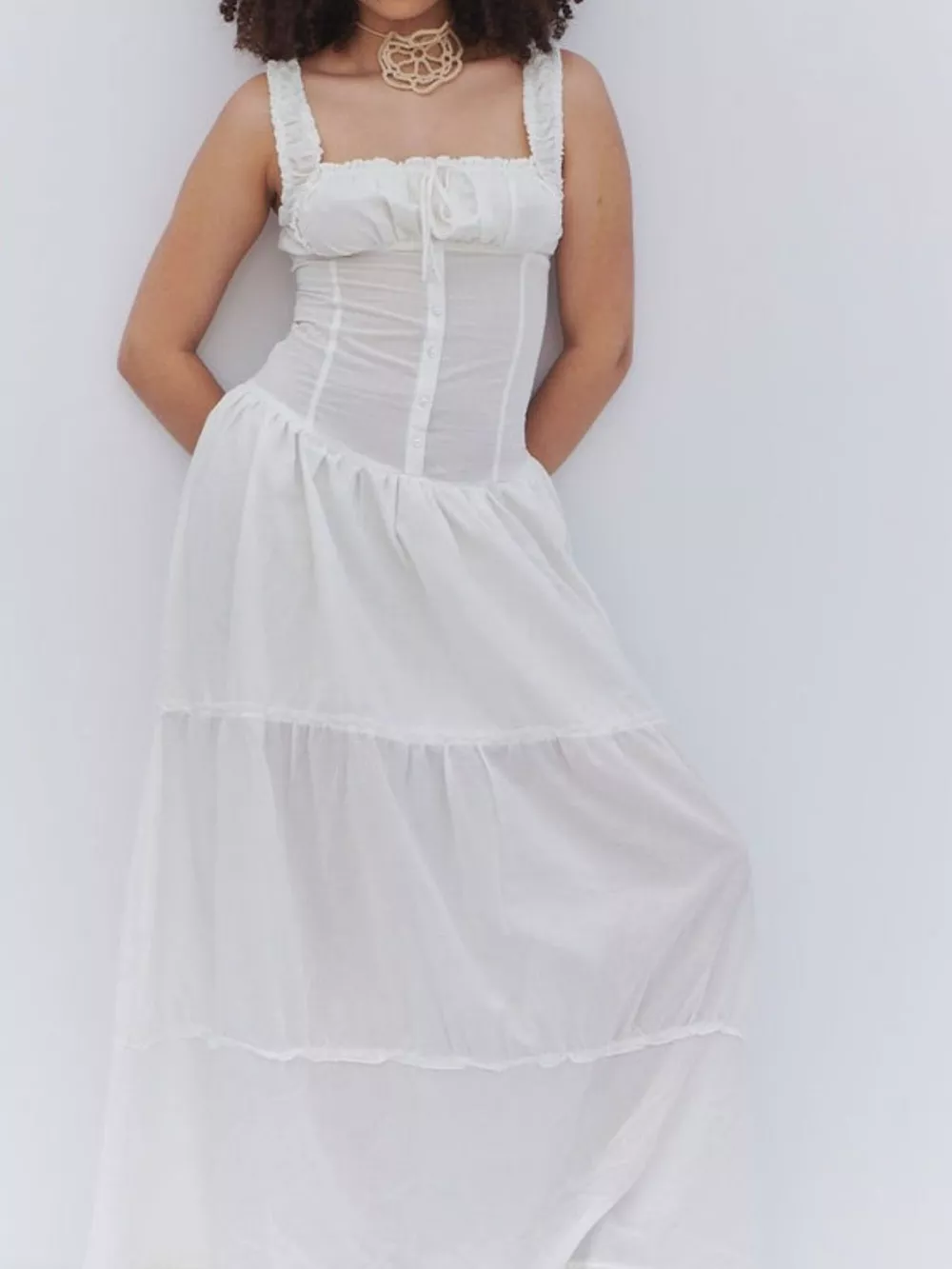 Ruffled Square Neck Tiered Maxi Dress, image 4