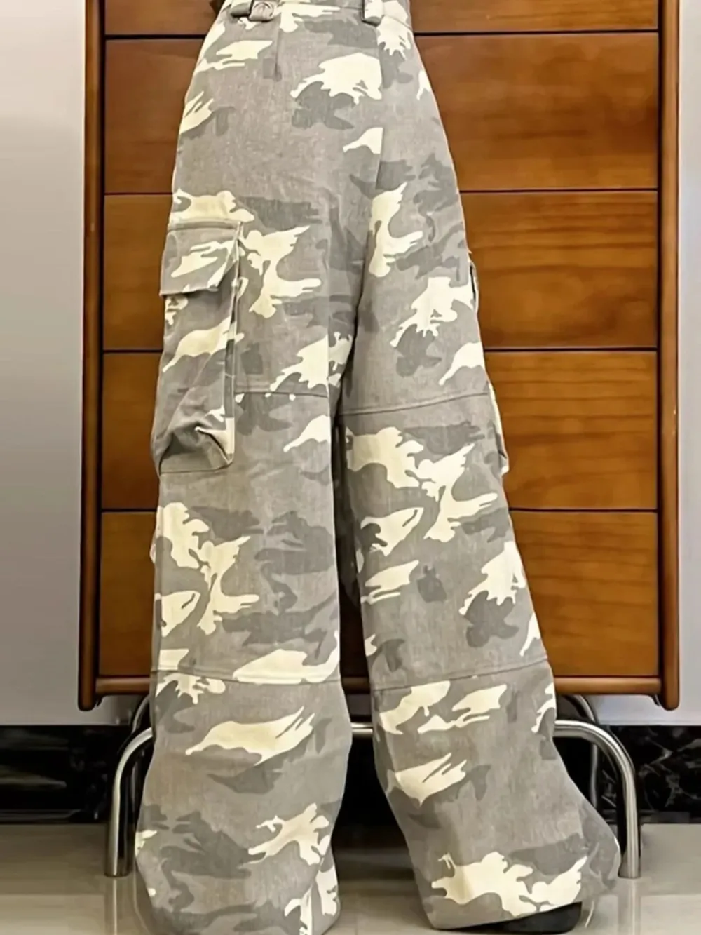 Men's Camouflage Cargo Pants with Chain Detail, image 6