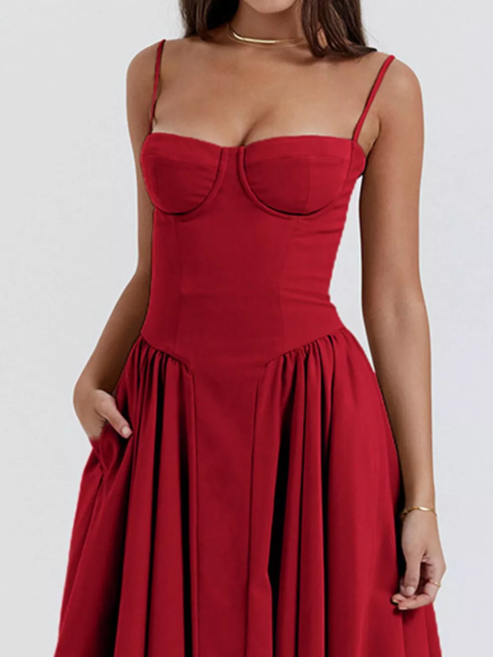 Sweetheart Neck Spaghetti Strap Midi Dress, image 6