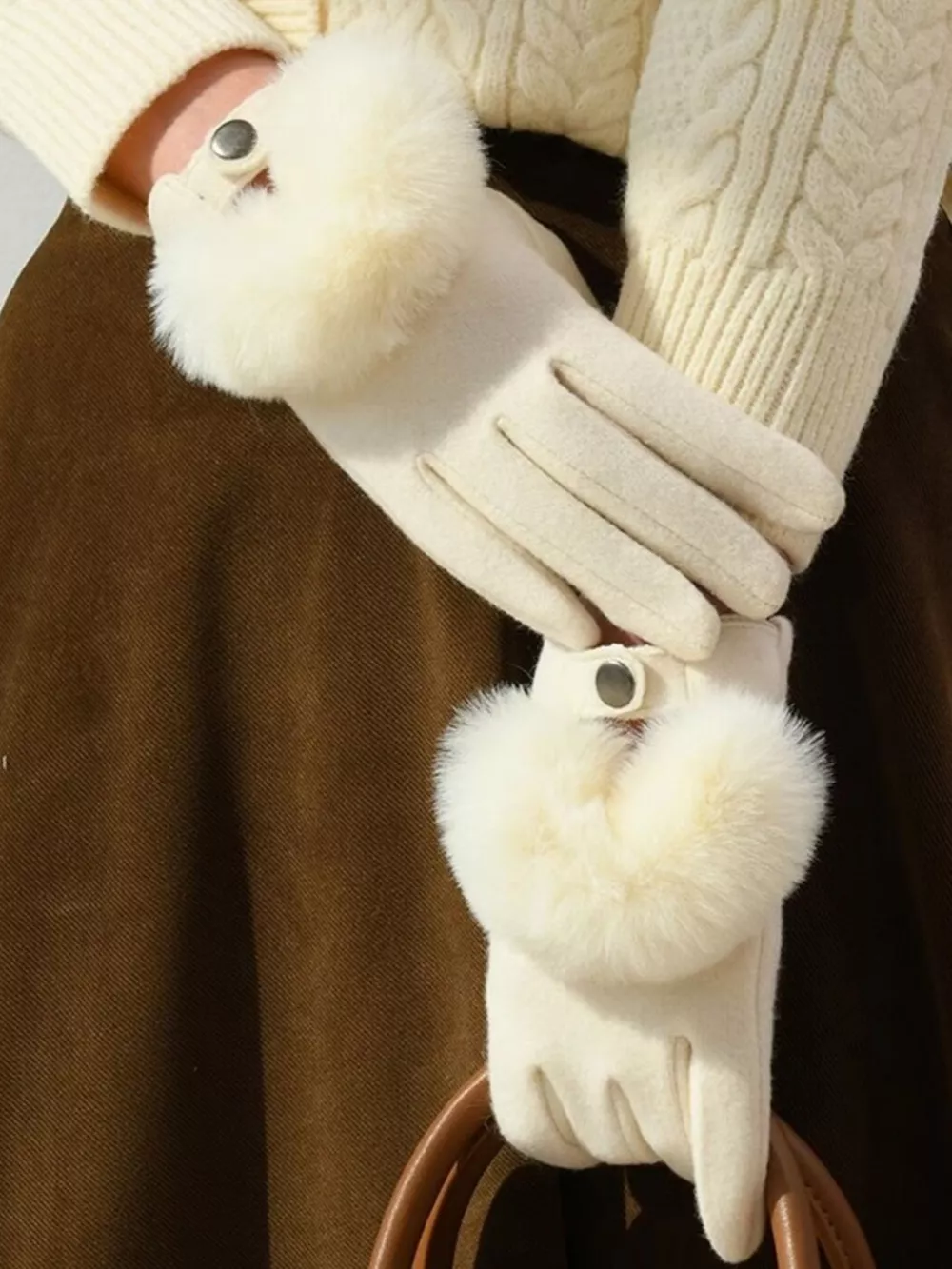 Faux Fur Cuff Gloves, image 4