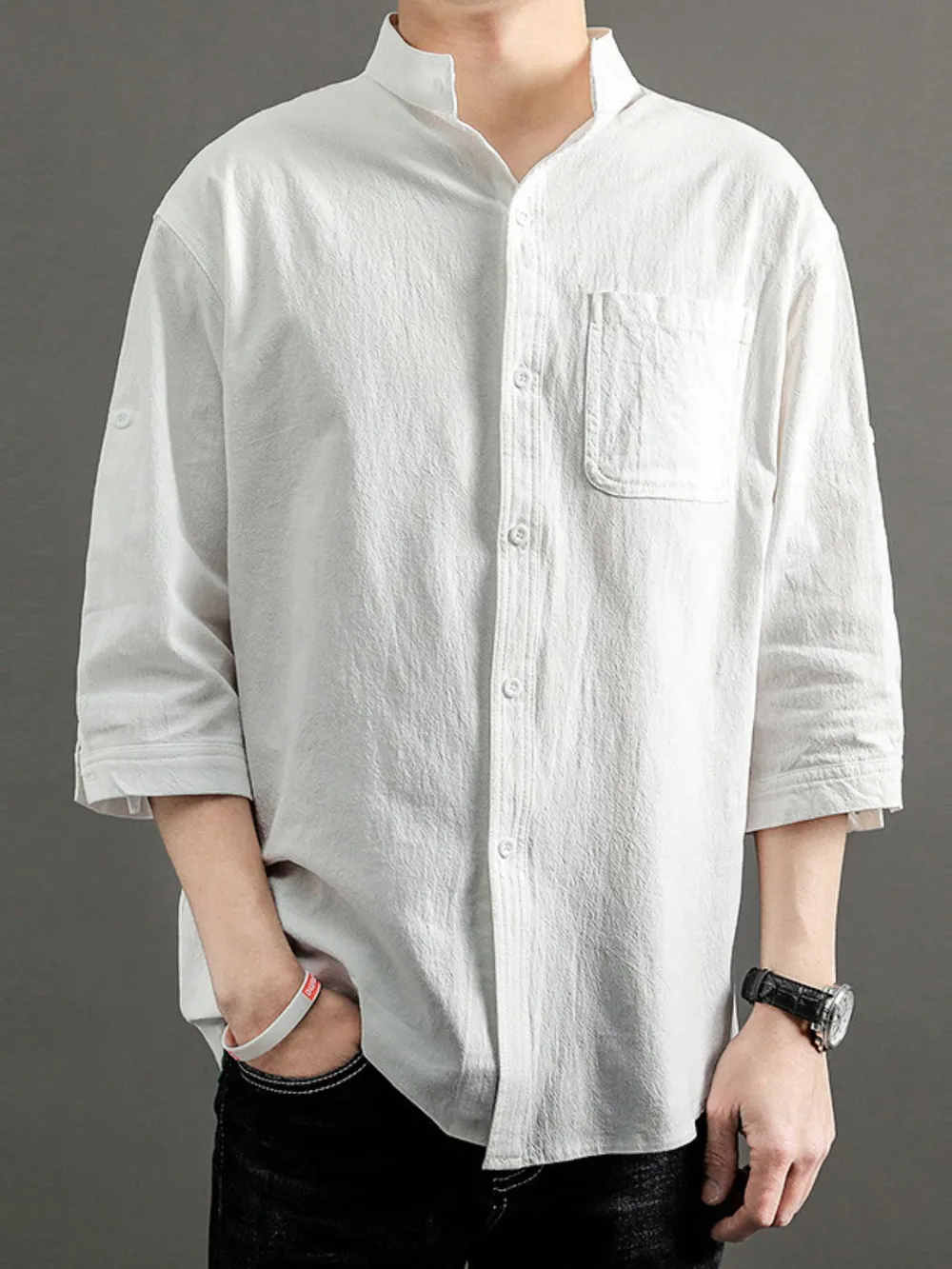 Men's Plus Size Casual Button Up Shirt, image 2