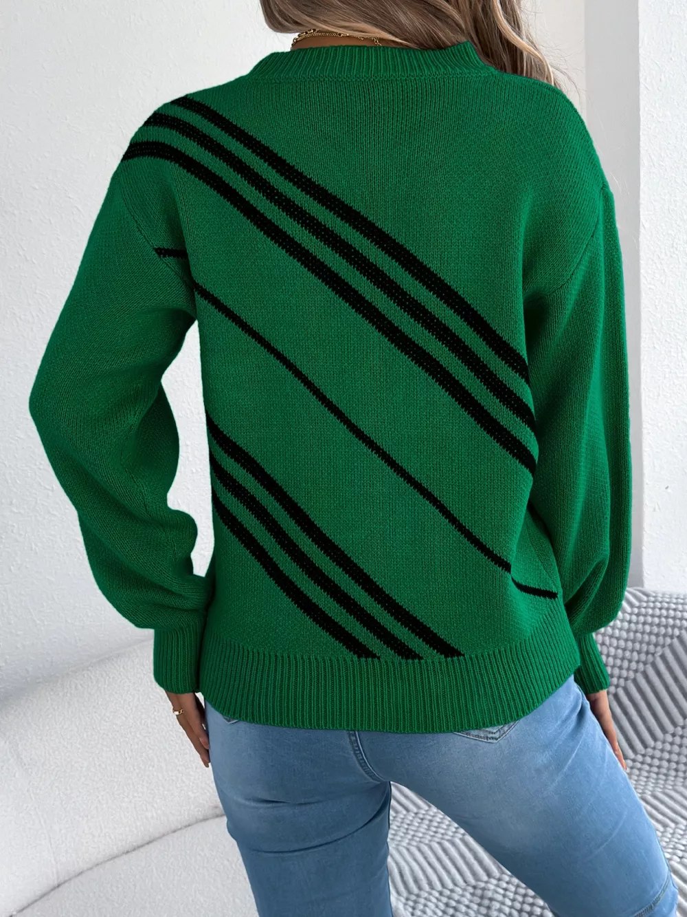 Striped Pattern Casual Round Neck Sweater, image 17