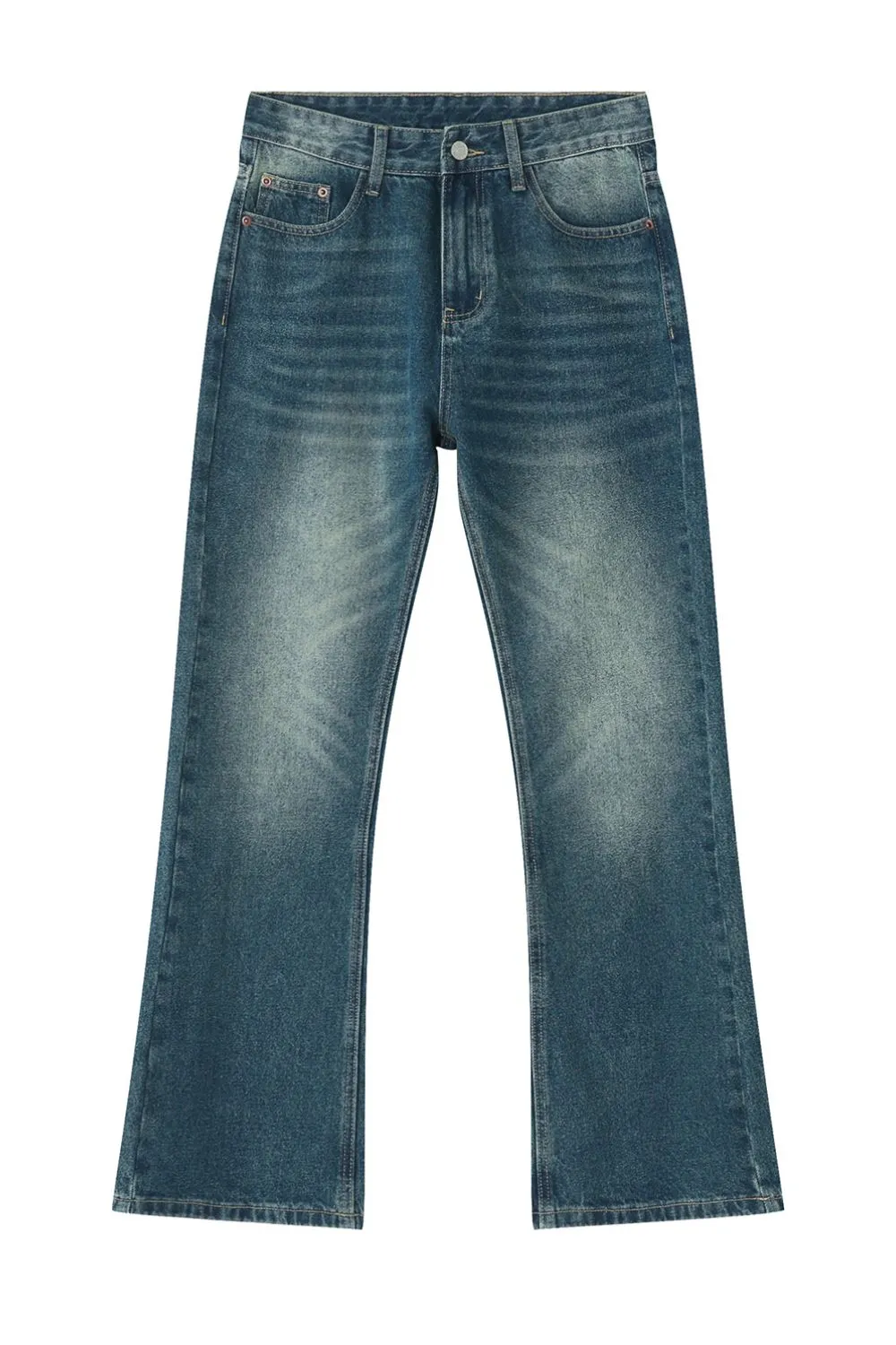 Men's Vintage Wash Straight Leg Jeans with Pockets, image 9