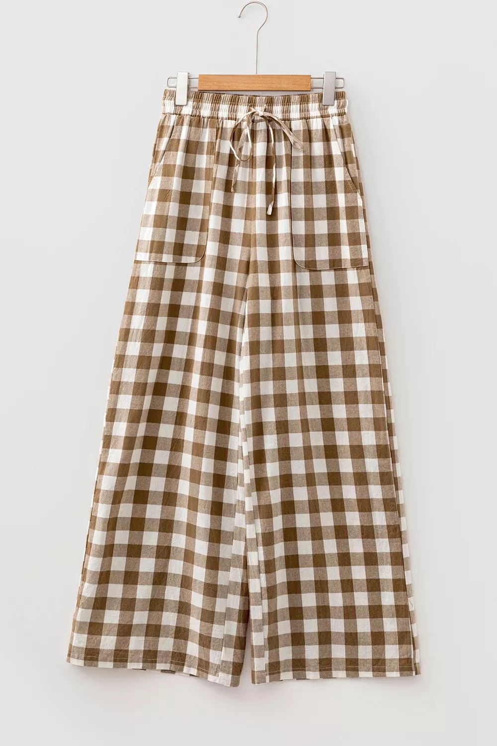 Gingham Plaid Tie Elastic Waist Shift Pants, image 5