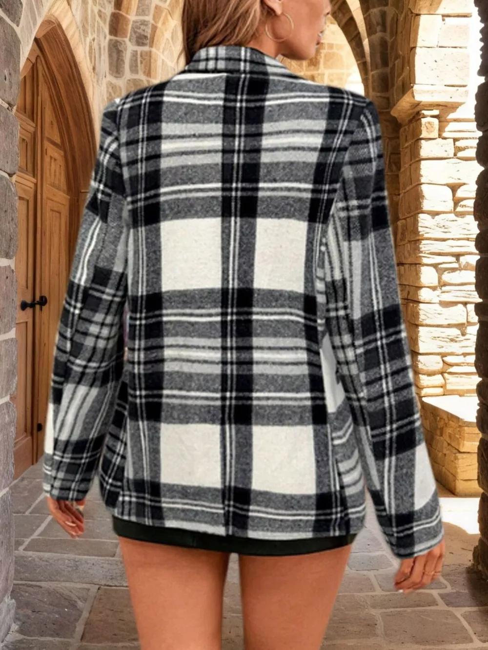 Christmas Plaid Single-Button Blazer, image 6