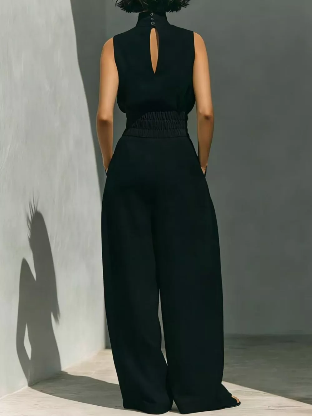 Full Size Sleeveless Wide-Leg Jumpsuit with Smocked Waist Plus Size, image 8