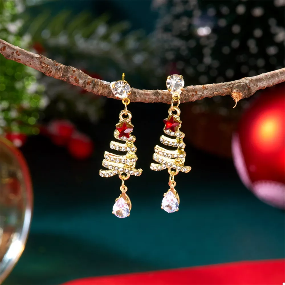 18K Gold-Plated Christmas Tree Earrings, image 3