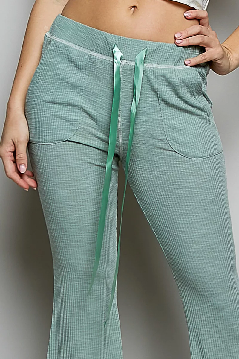Drawstring Textured Ribbed Knit Pants, image 6