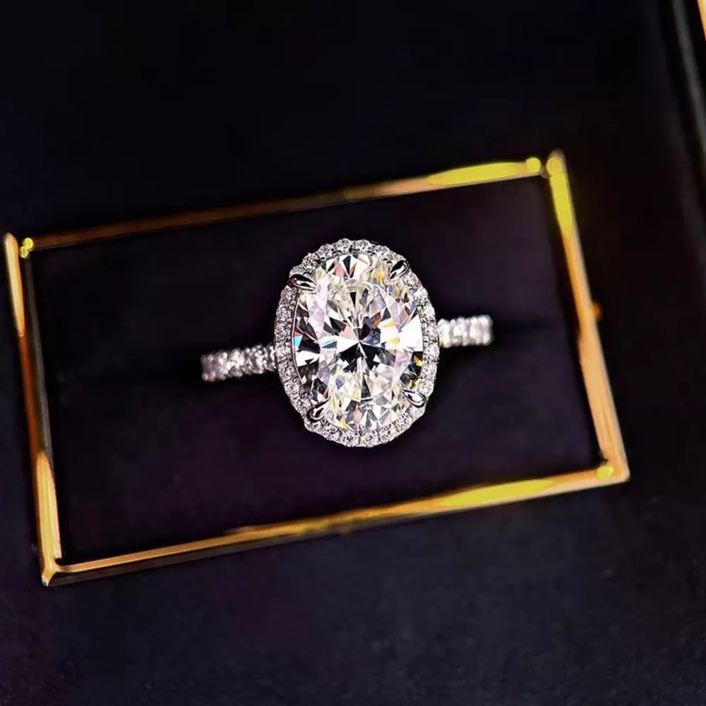 2 Carat Moissanite 925 Sterling Silver Oval Ring, image 2