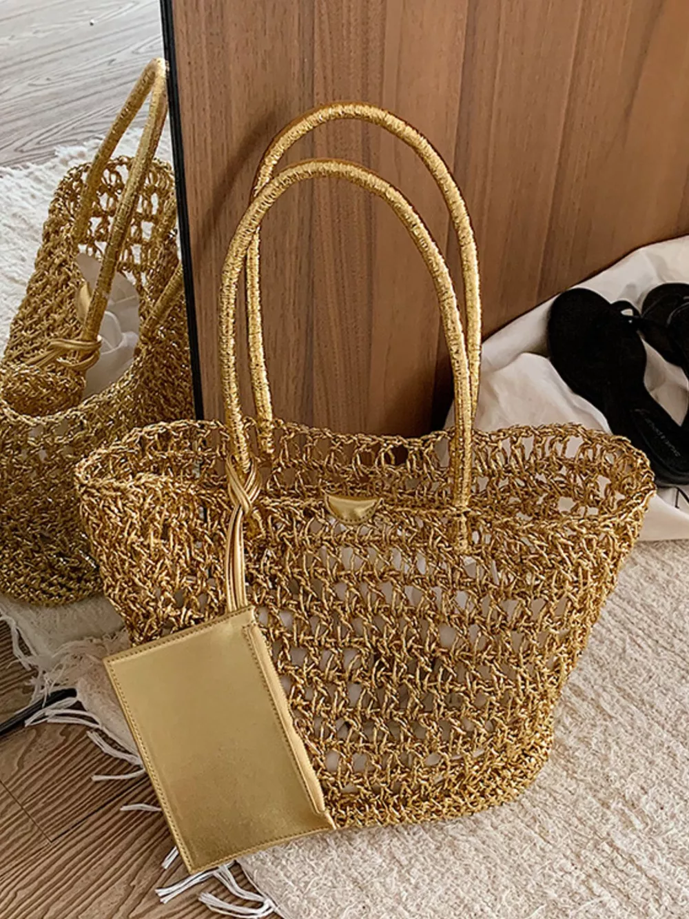 Woven Straw Tote Bag, image 8