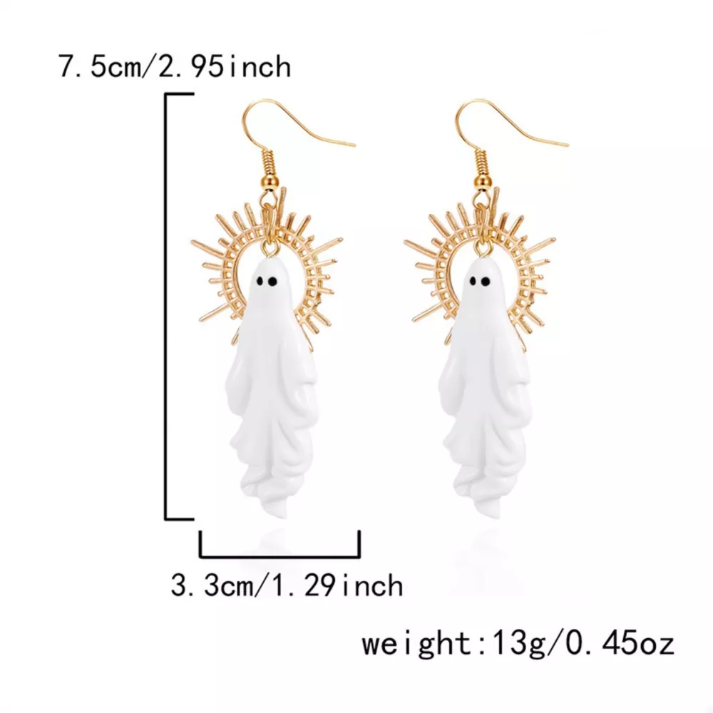 Halloween Sunburst Ghost Drop Earrings, image 7