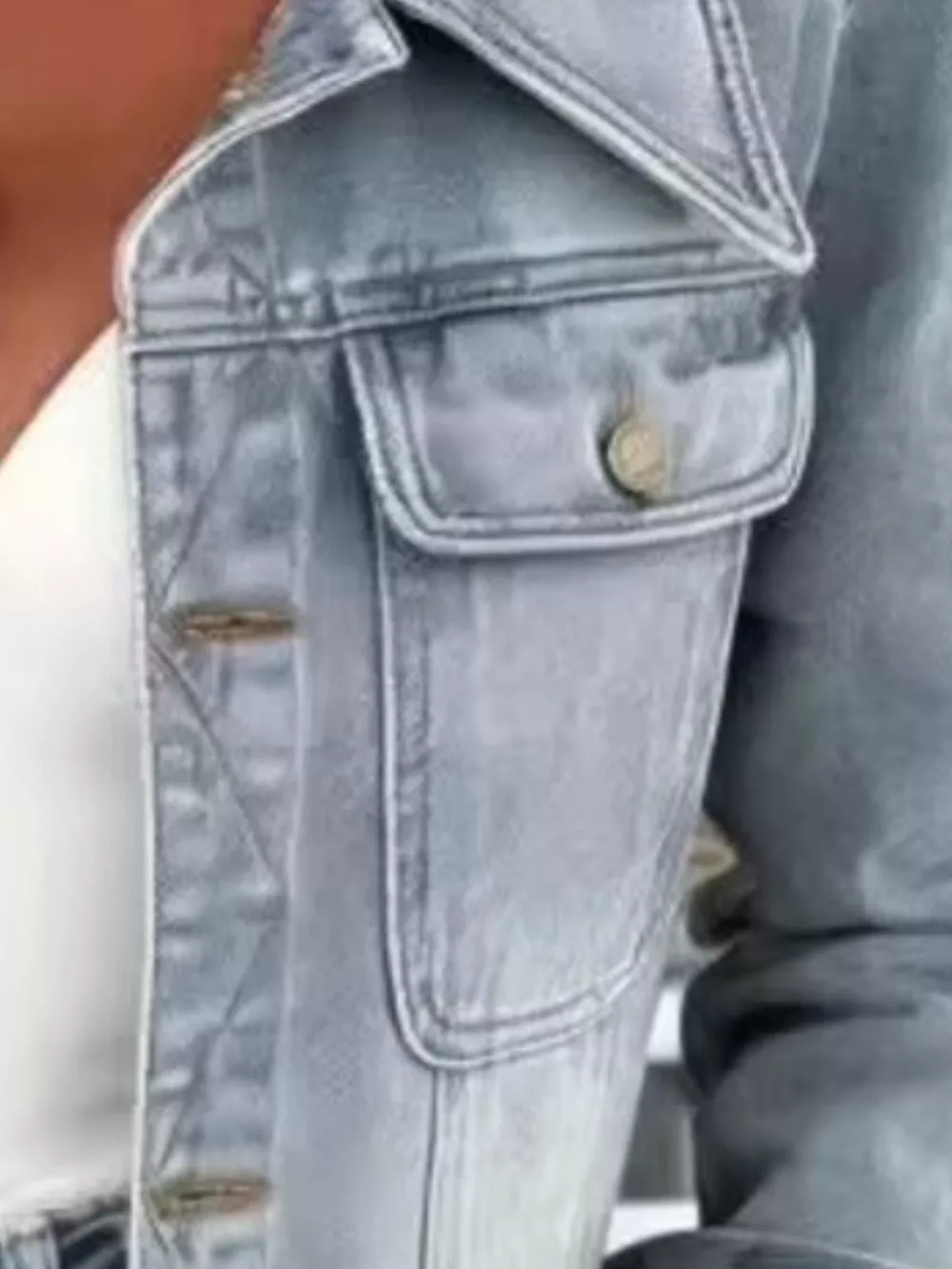 Full Size Chic Cropped Denim Jacket Plus Size, image 4