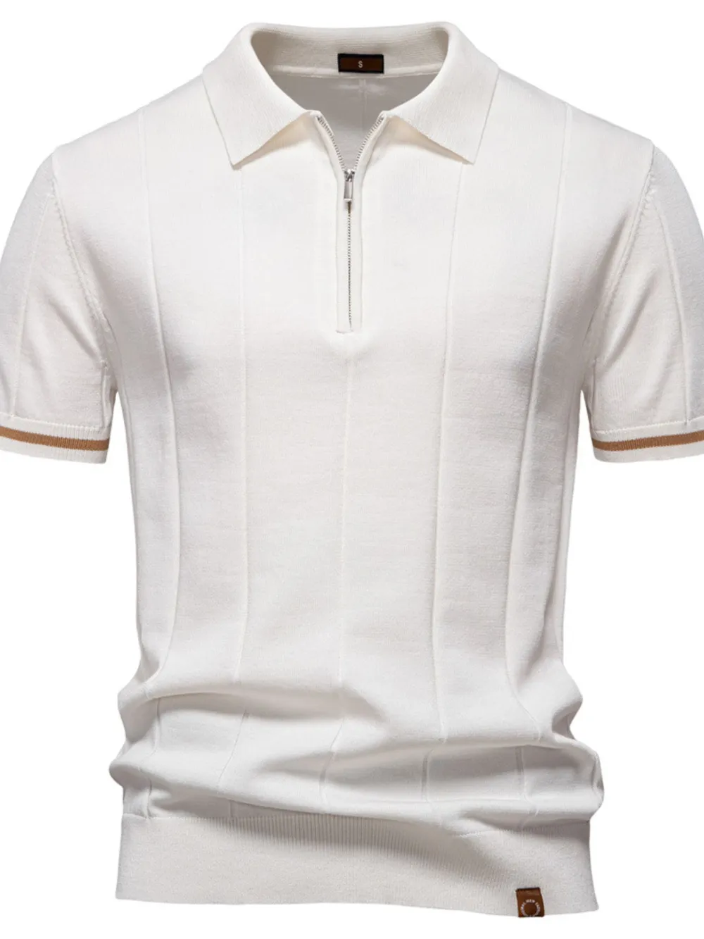Men's Classic Zip-Neck Knitted Polo Shirt, image 6