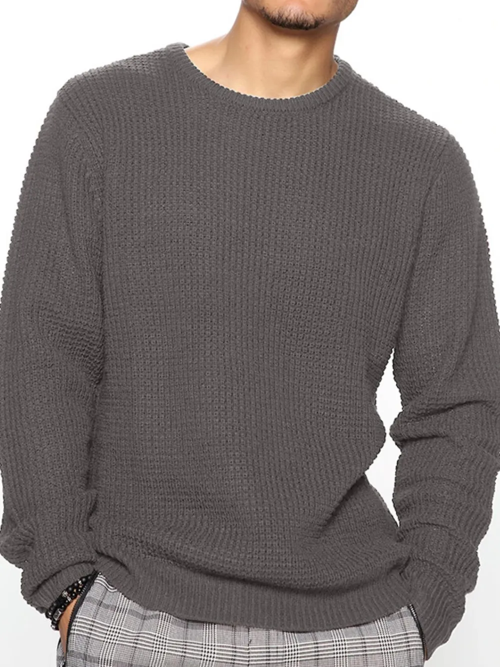 Men's Full Size Round Neck Long Sleeve Sweater Plus Size, image 5