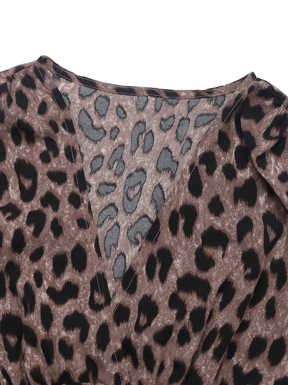 Leopard Surplice Long Sleeve Midi Dress, image 7