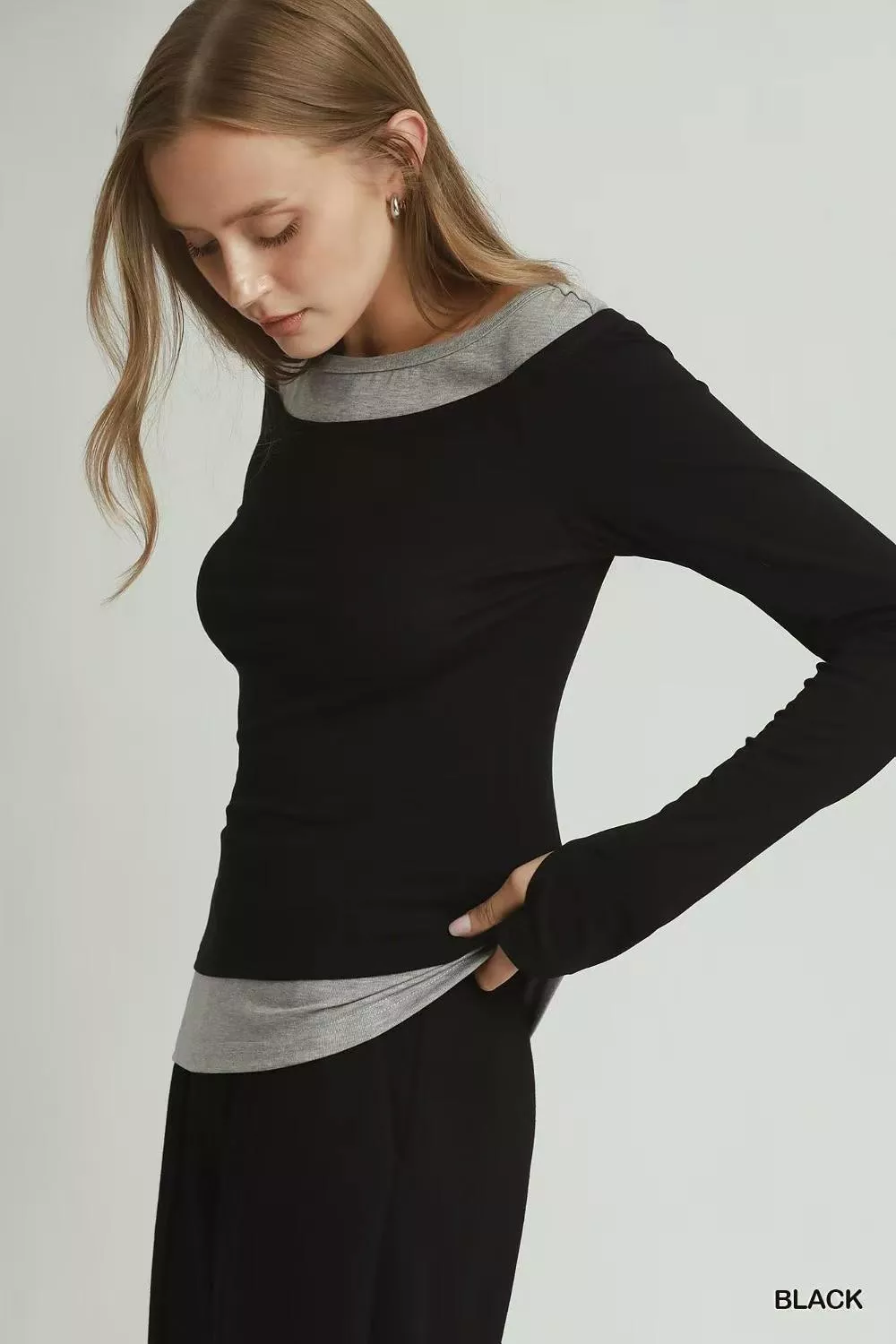 Layered Twofer Long Sleeve Top, image 2