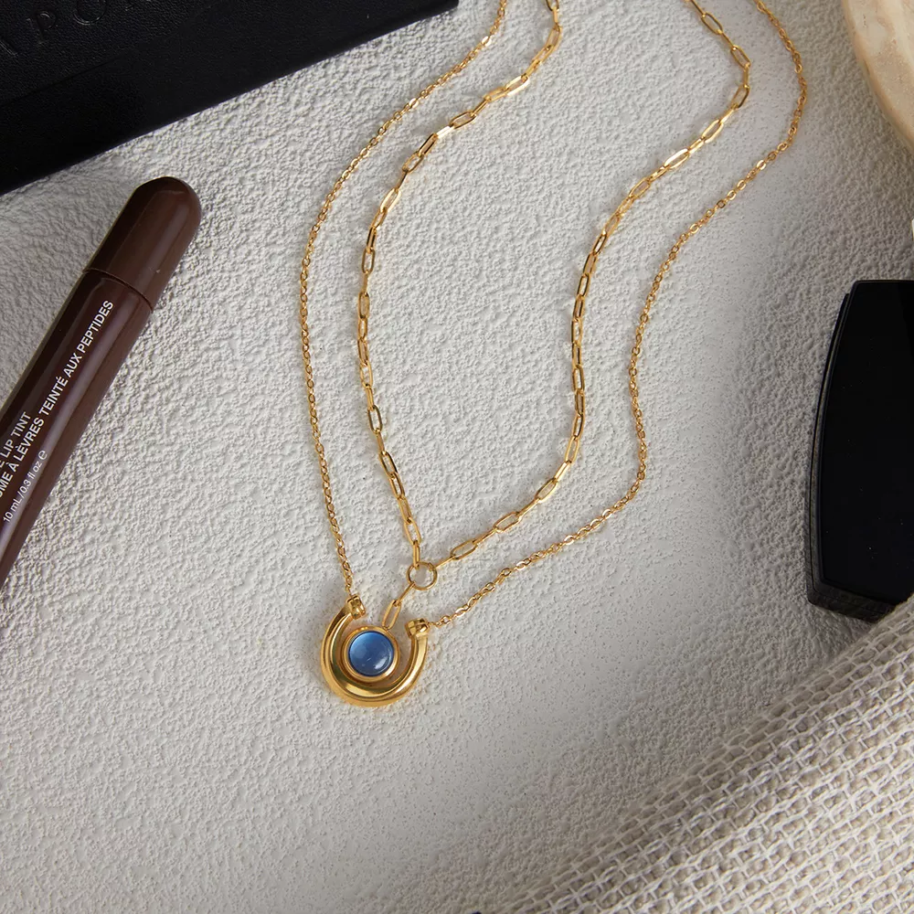 2 Piece 18K Gold-Plated Pendant Necklace, image 6