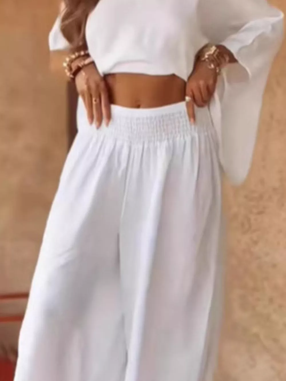 Full Size Boat Neck Top and Wide Leg Pants Set Plus Size, image 2