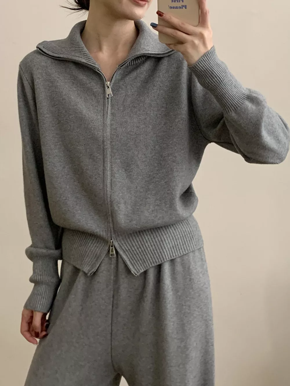 Zip Up Outerwear and Wide Leg Pants Set, image 10
