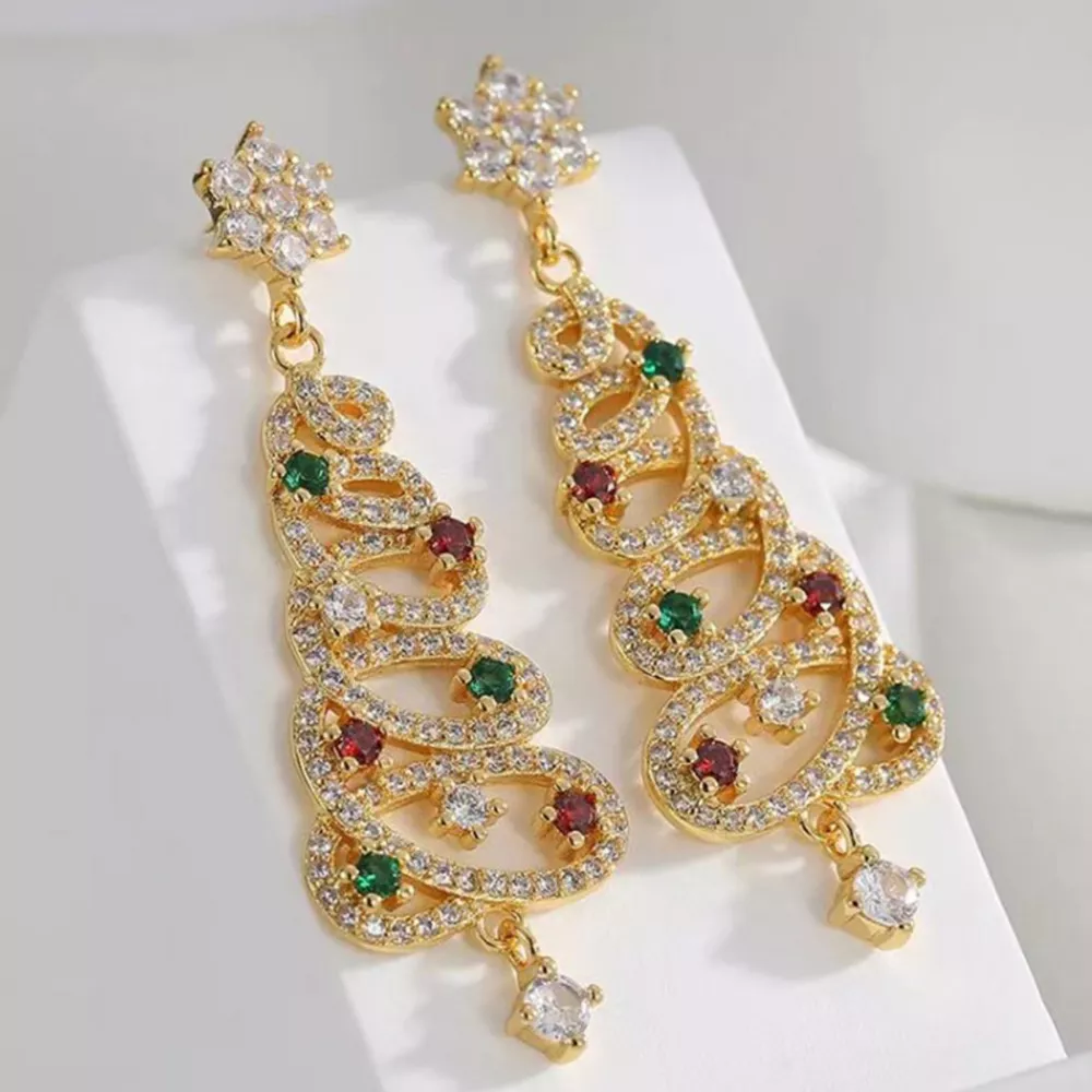 Christmas Tree Dangle Earrings