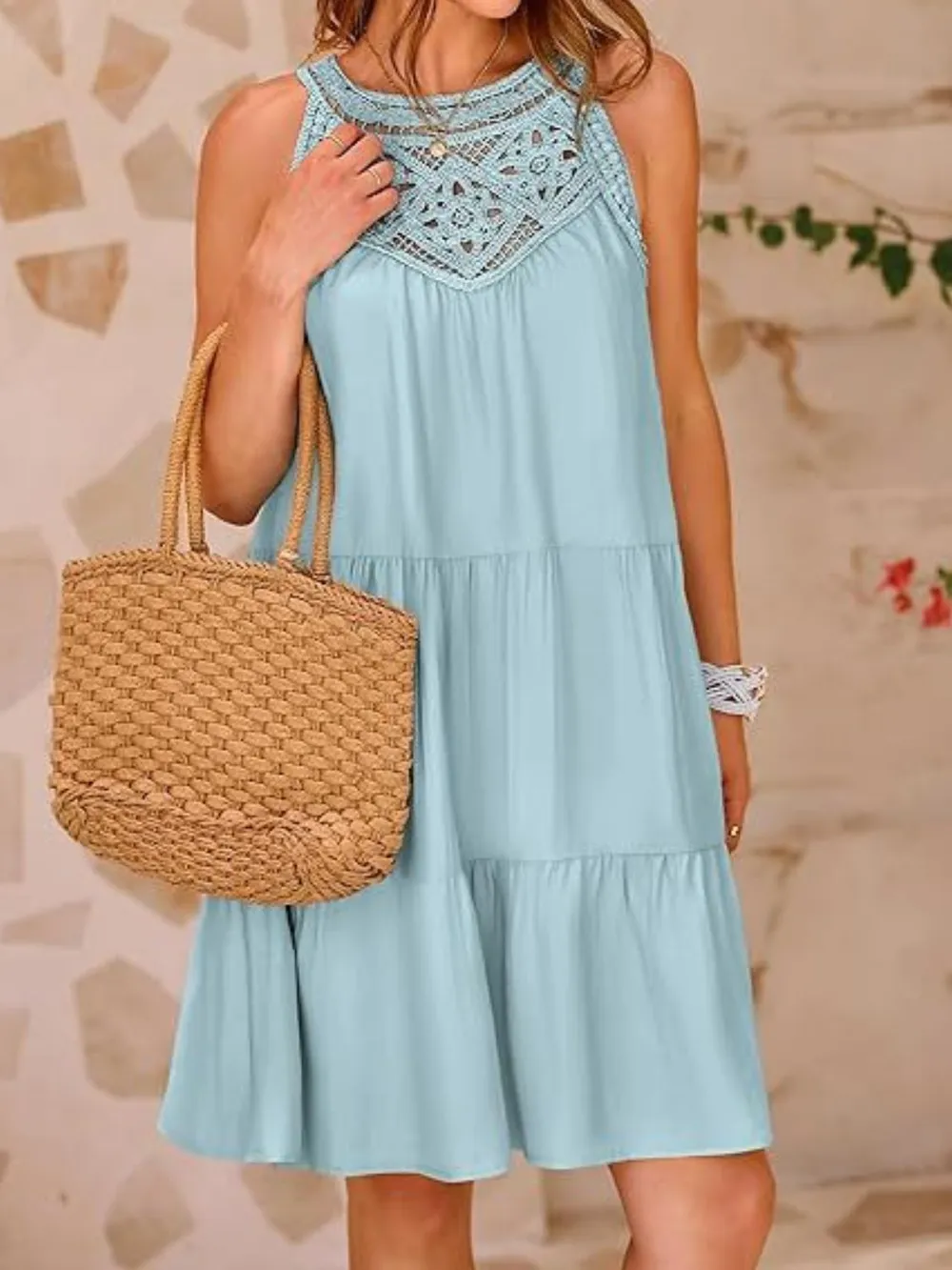 Ruffled Hem Lace Sleeveless Dress, image 3
