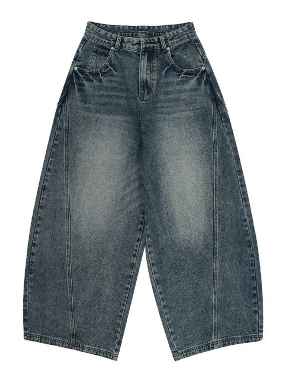 Men's Vintage Washed Wide Leg Curved Jeans, image 5