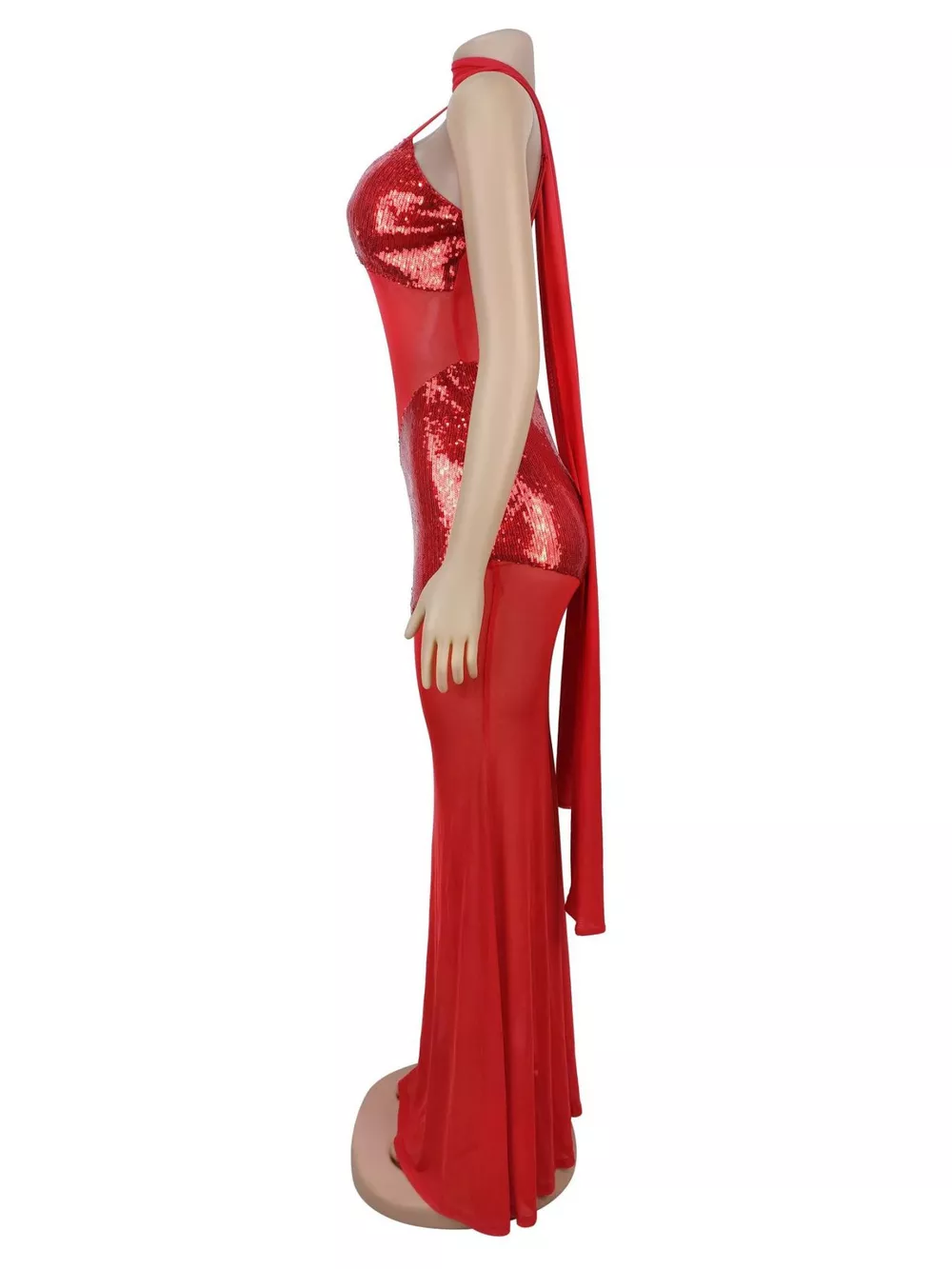 Sequin V-Neck Sheer Mesh Maxi Dress, image 10
